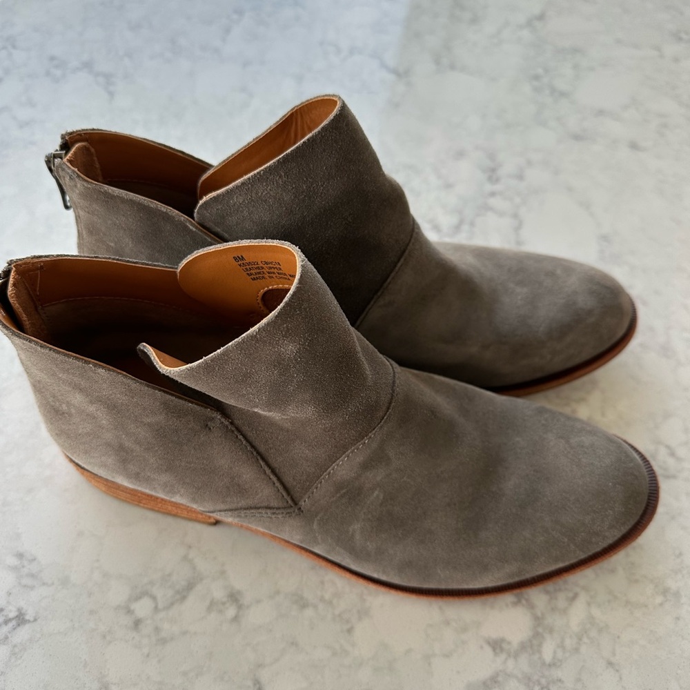 Kork-Ease Grey Suede Ankle Booties